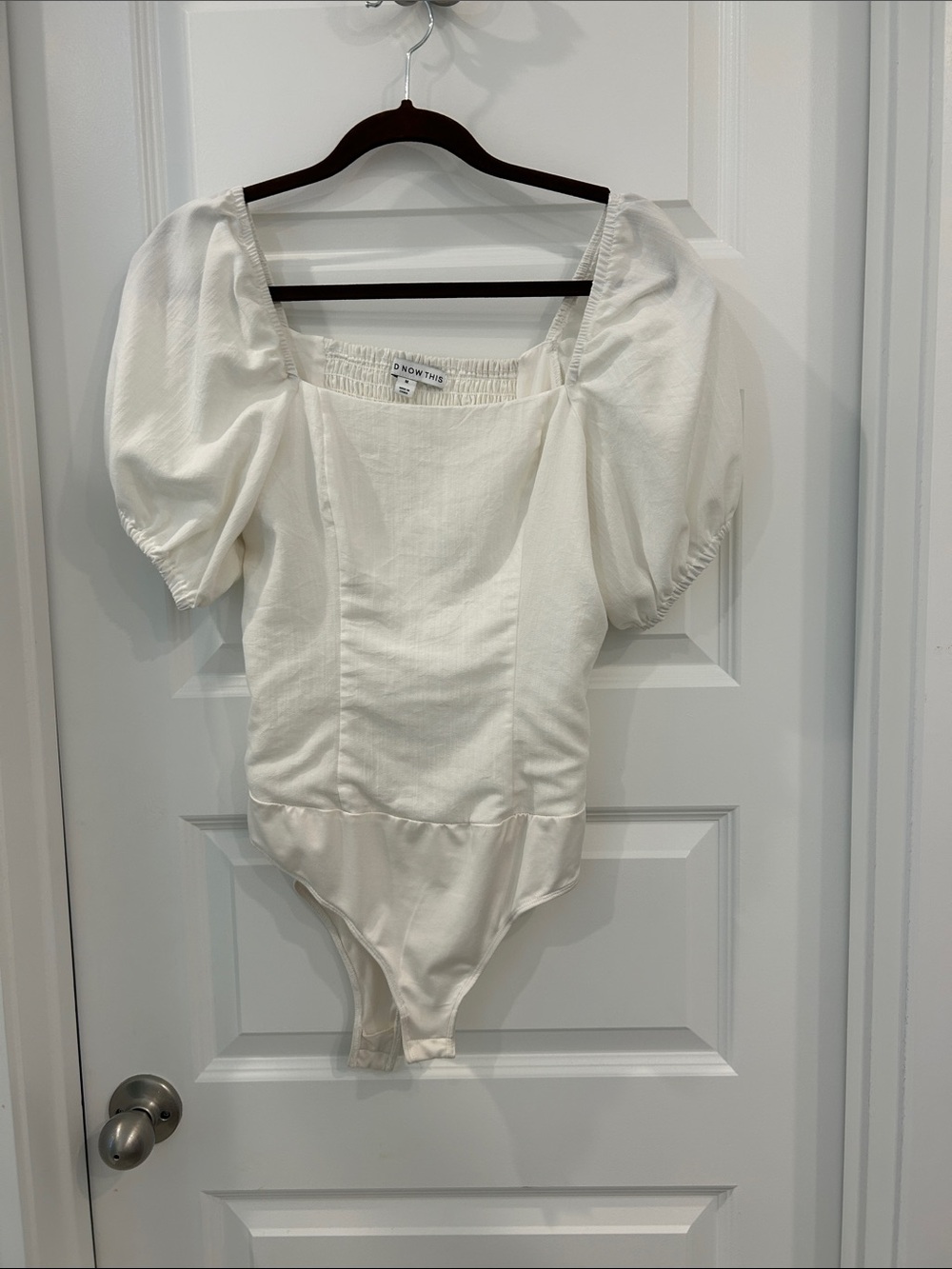 Puff Sleeve off white One-Piece Bodysuit